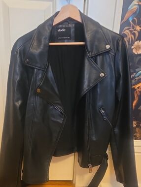 Elodie Black Faux Leather Asymmetrical Moto Jacket